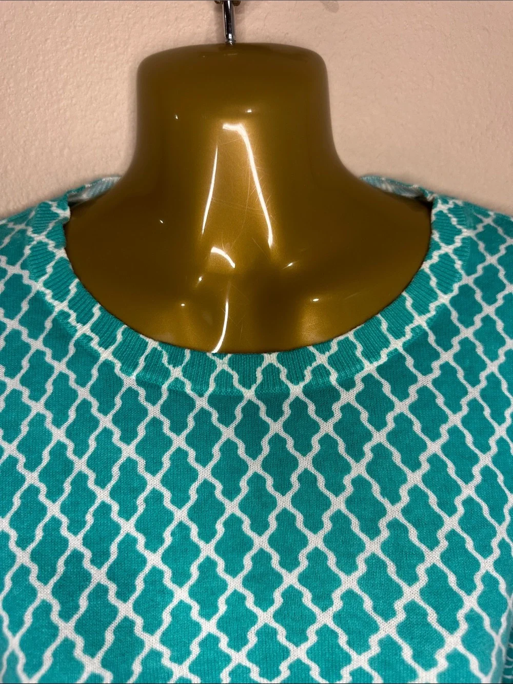 OLD NAVY Women’s Teal Patterned 3/4 Sleeve Summer Sweater, Size M, EUC